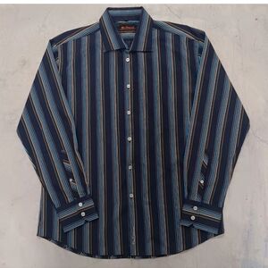 Men's Ben Sherman Blue Striped Button Down Long Sleeve Shirt Sz Large Unique